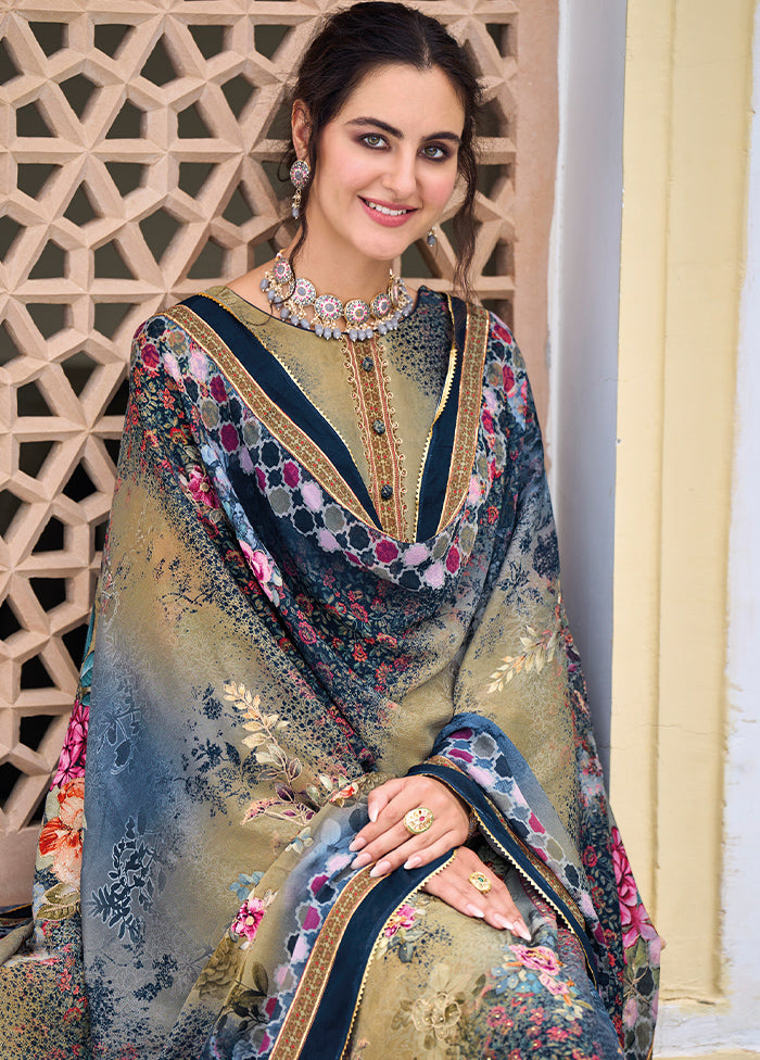 3 Pc Multicolor Unstitched Suit Set With Dupatta VDSL812222 - Indian Silk House Agencies