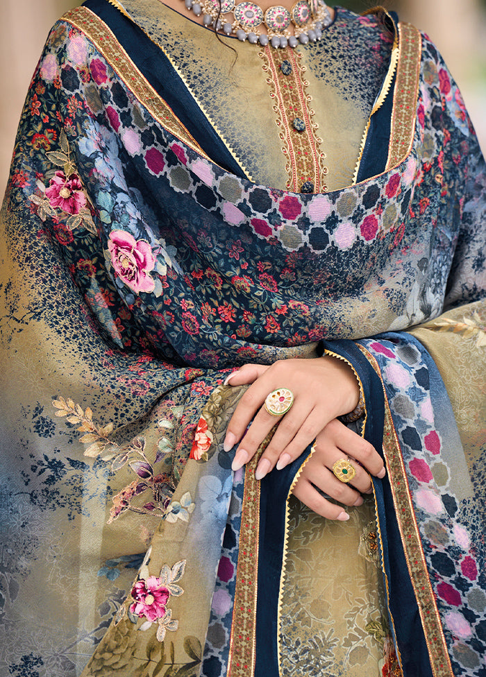 3 Pc Multicolor Unstitched Suit Set With Dupatta VDSL812222 - Indian Silk House Agencies