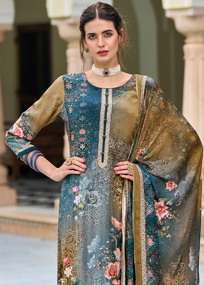 3 Pc Multicolor Unstitched Suit Set With Dupatta VDSL812226 - Indian Silk House Agencies