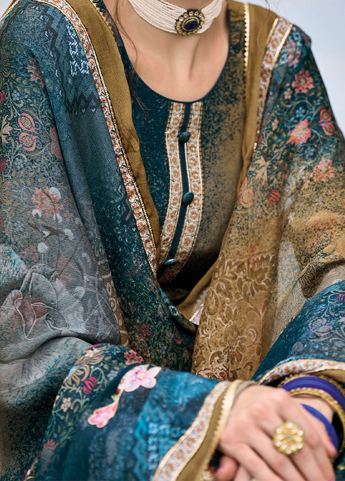 3 Pc Multicolor Unstitched Suit Set With Dupatta VDSL812226 - Indian Silk House Agencies