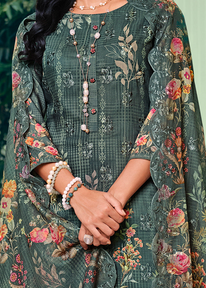 3 Pc Grey Unstitched Cotton Suit Set - Indian Silk House Agencies