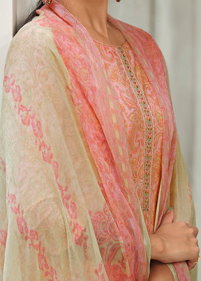 3 Pc Pink Unstitched Embroidered Suit Set With Dupatta VDSL0201235 - Indian Silk House Agencies