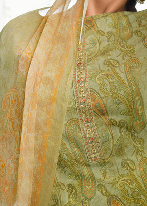 3 Pc Green Unstitched Suit Set With Dupatta VDSL0201236 - Indian Silk House Agencies