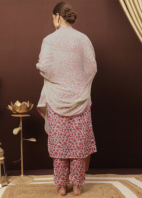 3 Pc Grey Unstitched Silk Suit Set With Dupatta VDSL3001237 - Indian Silk House Agencies