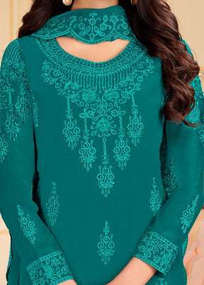 Green 3 Pc Unstitched Georgette Suit Set With Dupatta VDSL0402236 - Indian Silk House Agencies