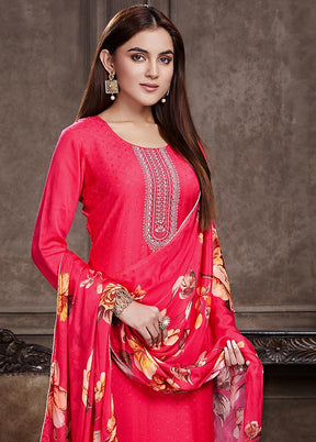 Magenta 3 Pc Unstitched Muslin Suit Set With Dupatta VDSL0402238 - Indian Silk House Agencies