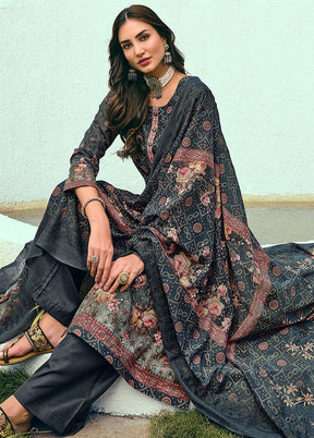 3 Pc Navy Blue Unstitched Suit Set With Dupatta VDSL1002242 - Indian Silk House Agencies