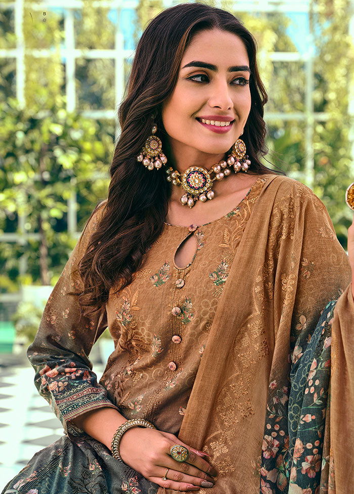3 Pc Multicolor Unstitched Suit Set With Dupatta VDSL1002243 - Indian Silk House Agencies