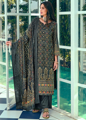 3 Pc Navy Blue Unstitched Suit Set With Dupatta VDSL1002244 - Indian Silk House Agencies