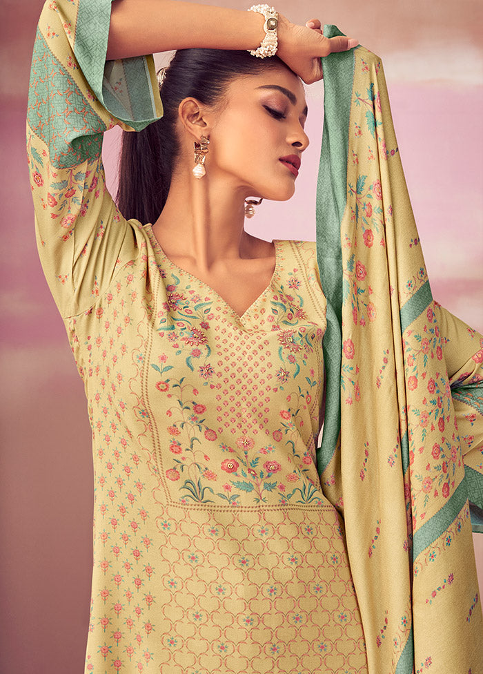 3 Pc Yellow Unstitched Cotton Suit Set VDSL0903236 - Indian Silk House Agencies