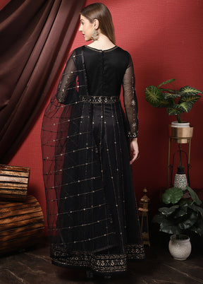 3 Pc Black Unstitched Suit Set With Dupatta VDSL2503235 - Indian Silk House Agencies