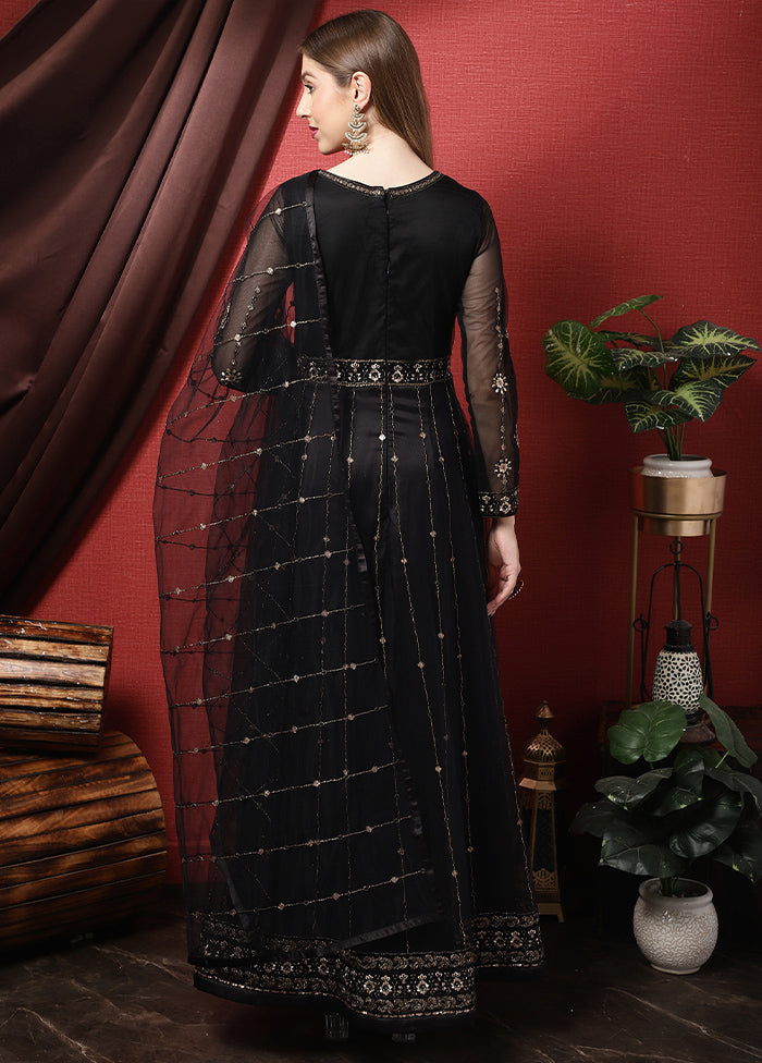 3 Pc Black Unstitched Suit Set With Dupatta VDSL2503235 - Indian Silk House Agencies