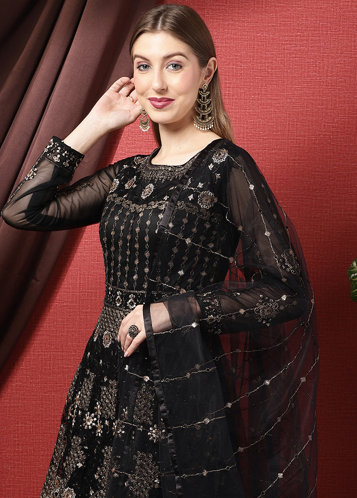 3 Pc Black Unstitched Suit Set With Dupatta VDSL2503235 - Indian Silk House Agencies