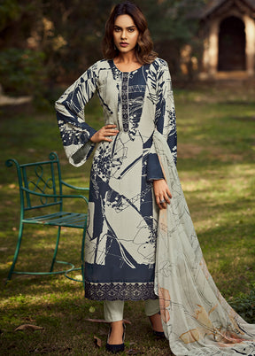 3 Pc Multicolor Unstitched Cotton Suit Set - Indian Silk House Agencies