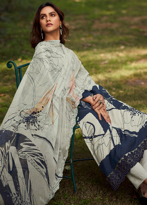 3 Pc Multicolor Unstitched Cotton Suit Set - Indian Silk House Agencies