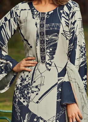 3 Pc Multicolor Unstitched Cotton Suit Set - Indian Silk House Agencies