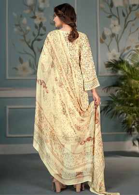 3 Pc Cream Unstitched Cotton Suit Set VDSL25052023 - Indian Silk House Agencies