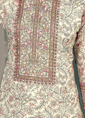 3 Pc Off White Unstitched Cotton Suit Set VDSL25052025 - Indian Silk House Agencies