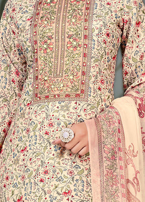 3 Pc Light Yellow Unstitched Cotton Suit Set VDSL25052029 - Indian Silk House Agencies