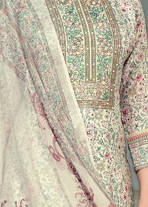 3 Pc Light Green Unstitched Cotton Suit Set VDSL25052030 - Indian Silk House Agencies