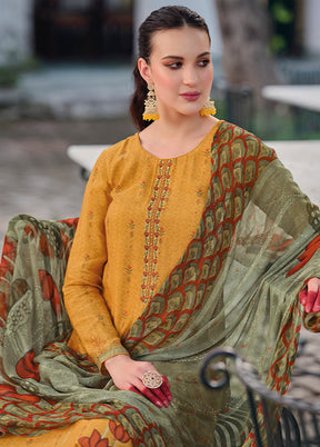 3 Pc Yellow Unstitched Rayon Suit Set - Indian Silk House Agencies