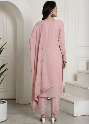 3 Pc Pink Unstitched Santoon Suit Set - Indian Silk House Agencies