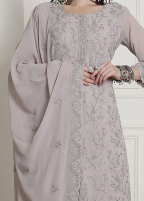 3 Pc Grey Unstitched Santoon Suit Set - Indian Silk House Agencies