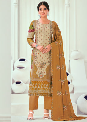 3 Pc Multicolor Unstitched Muslin Suit Set - Indian Silk House Agencies