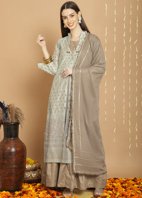 3 Pc Green Unstitched Cotton Suit Set - Indian Silk House Agencies