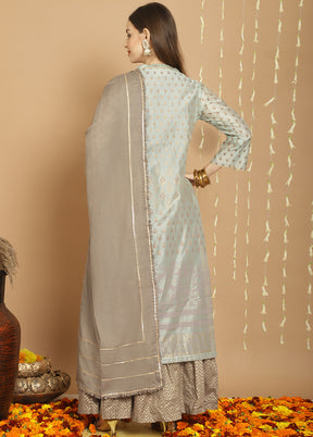 3 Pc Green Unstitched Cotton Suit Set - Indian Silk House Agencies