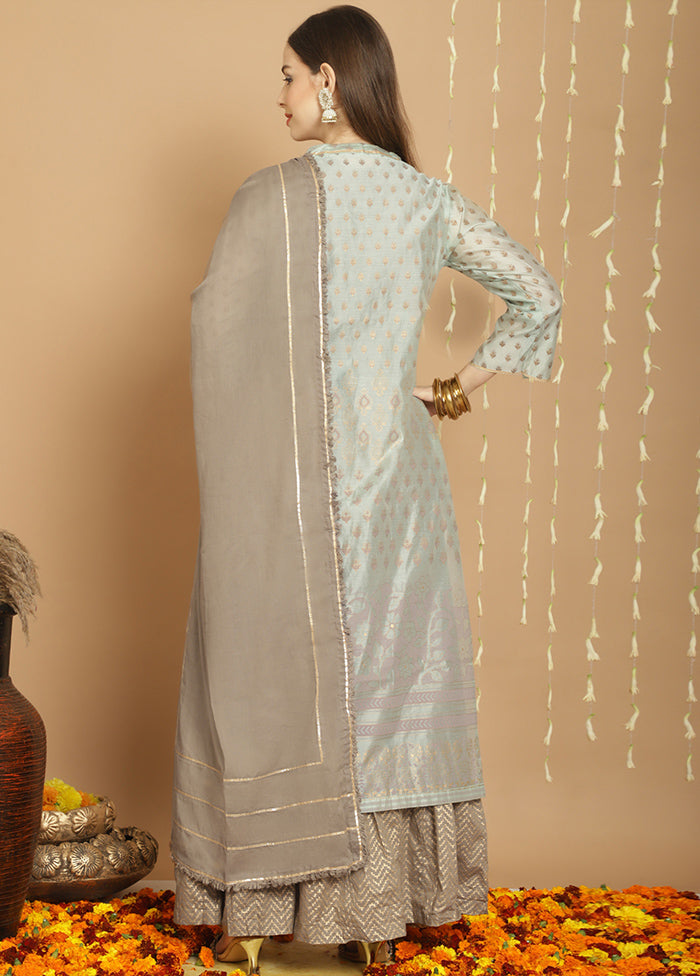 3 Pc Green Unstitched Cotton Suit Set - Indian Silk House Agencies