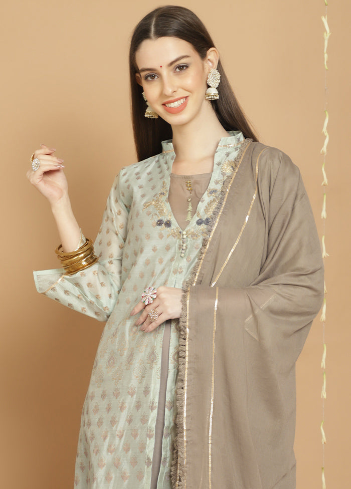 3 Pc Green Unstitched Cotton Suit Set - Indian Silk House Agencies