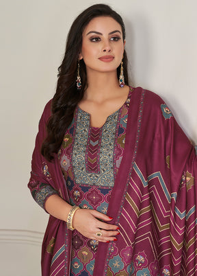 3 Pc Multicolor Unstitched Pashmina Suit Set - Indian Silk House Agencies