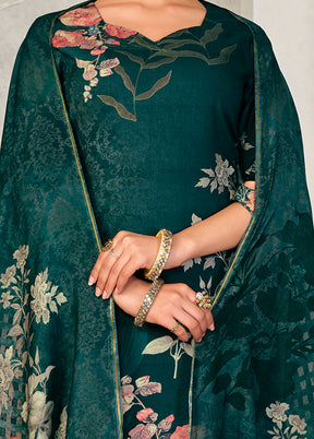 3 Pc Green Unstitched Pashmina Suit Set - Indian Silk House Agencies