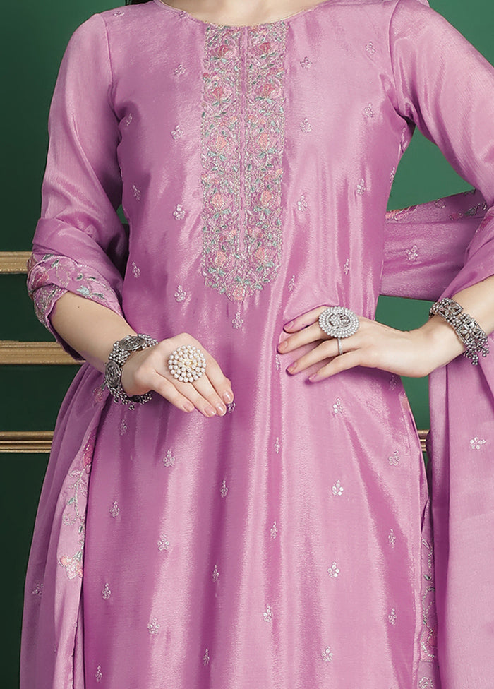 3 Pc Pink Unstitched Santoon Suit Set - Indian Silk House Agencies