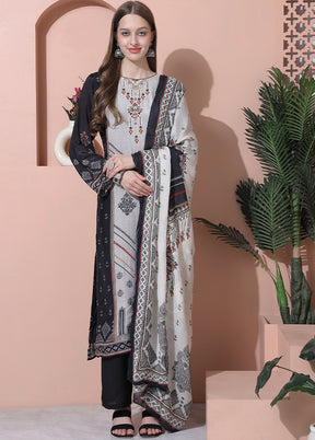 3 Pc Multicolor Semi Stitched Silk Suit Set - Indian Silk House Agencies