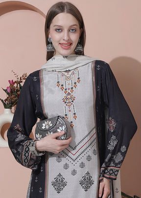 3 Pc Multicolor Semi Stitched Silk Suit Set - Indian Silk House Agencies