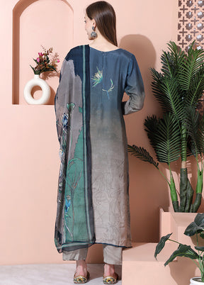3 Pc Multicolor Semi Stitched Silk Suit Set - Indian Silk House Agencies