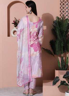 3 Pc Multicolor Unstitched Cotton Suit Set - Indian Silk House Agencies