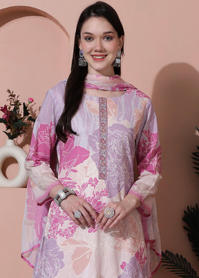3 Pc Multicolor Unstitched Cotton Suit Set - Indian Silk House Agencies