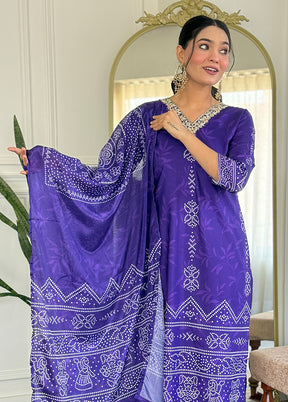 3 Pc Blue Silk Suit Set