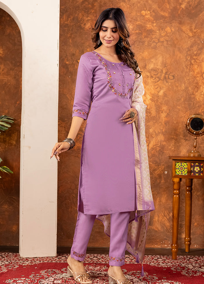 3 Pc Purple Silk Suit Set