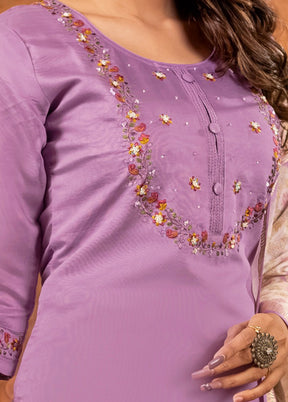 3 Pc Purple Silk Suit Set
