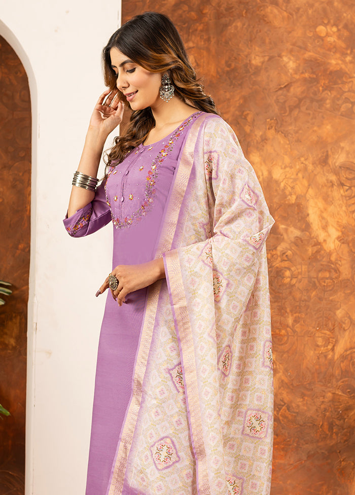 3 Pc Purple Silk Suit Set