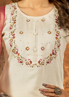 3 Pc Cream Silk Suit Set