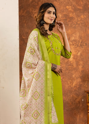 3 Pc Green Silk Suit Set