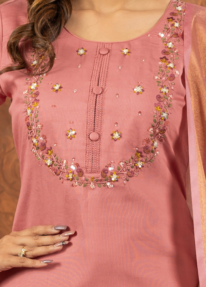 3 Pc Peach Silk Suit Set