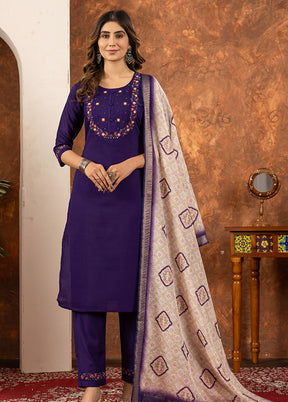 3 Pc Purple Silk Suit Set