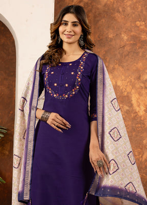 3 Pc Purple Silk Suit Set
