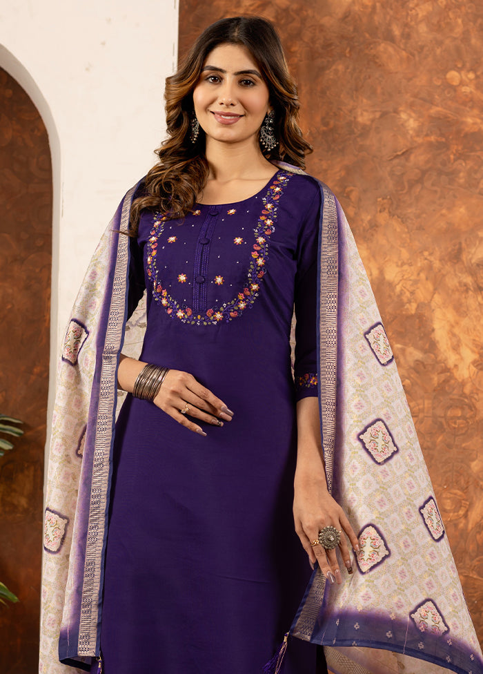 3 Pc Purple Silk Suit Set